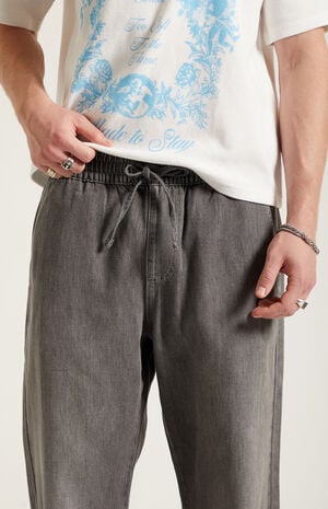 Gray Straight Drawstring Pants image number 5