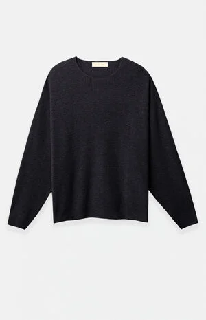 Vintage Black Waffle Knit '90s Crew Neck Sweater image number 1