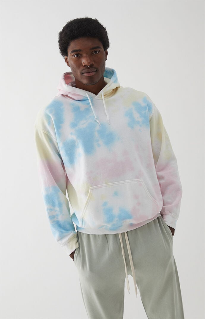 Blue and pink cheap tie dye hoodie