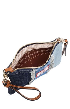 Frayed Panel Denim Pouch Wristlet image number 6