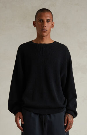 Jet Black Waffle Knit Long Sleeve T-Shirt image number 2