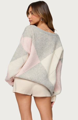 Elda Oversized Argyle Sweater image number 3
