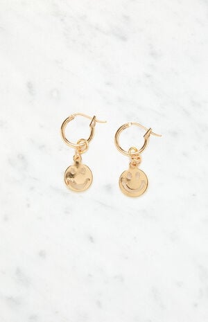 Gold Smiley Earrings image number 3