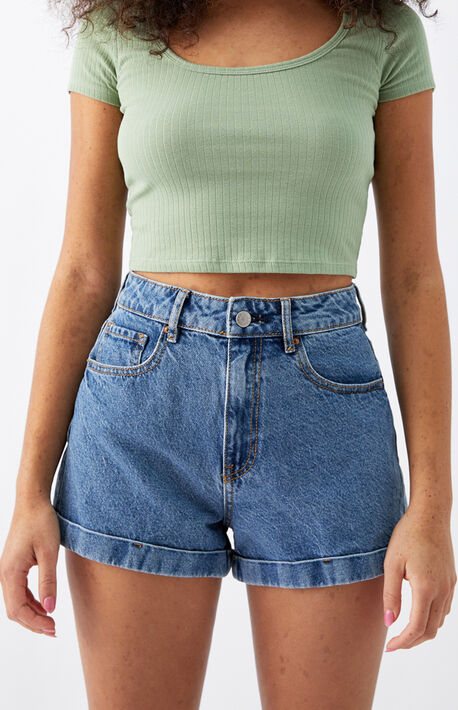 June Blue Denim Mom Shorts