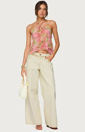 Dragon Lily Layered Mesh Halter Top image number 5