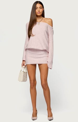 Off Shoulder Sequin Knit Mini Dress image number 4