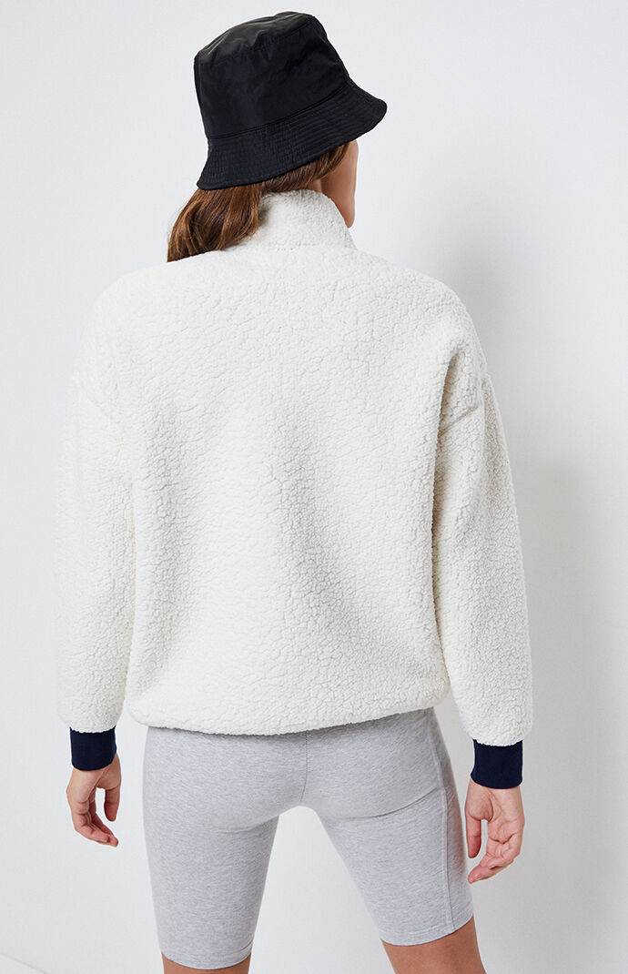 tommy hilfiger chevron half zip sherpa sweatshirt