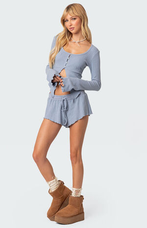 Stay Cozy Split Front Ribbed Long Sleeve Top image number 2