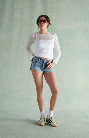 Jamie Denim Micro Shorts Rhinestone Light Blue image number 5