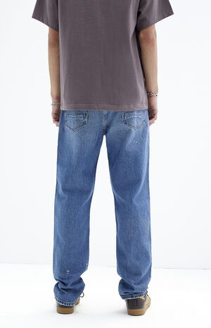 Medium Indigo Paint Splatter Straight Jeans image number 4