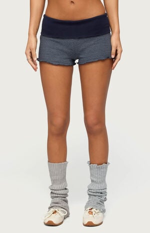 Nour Contrast Striped Foldover Shorts image number 1