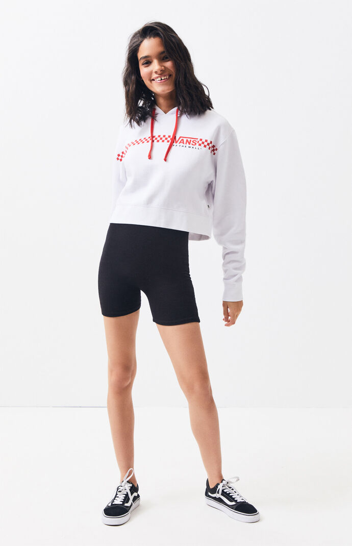 Red Checkered Cropped Hoodie