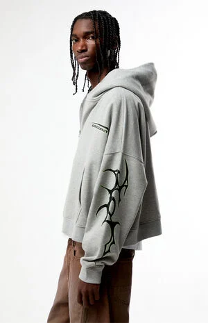 Heather Gray Obscura Cropped Full Zip Hoodie image number 3