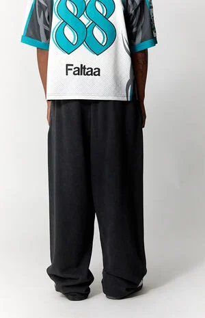 Washed Black&nbsp;Fleece Extreme Baggy Sweatpants image number 4