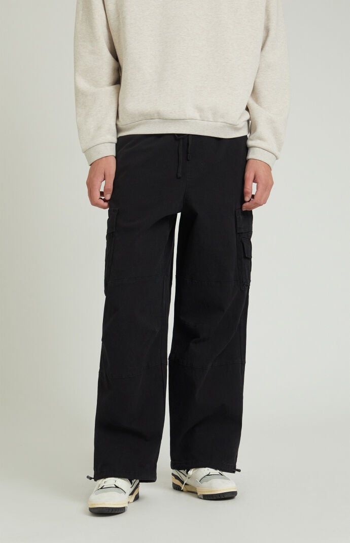 Pacsun Men s Stretch Black Extreme Baggy Cargo Pants Size Large