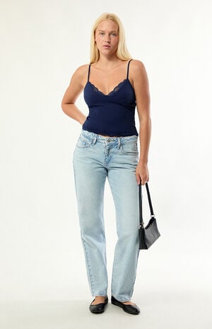 Women's Superlow Straight Jeans - Abraided Art image number 1