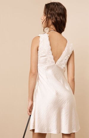 Satin Lace Trim Mini Dress image number 4