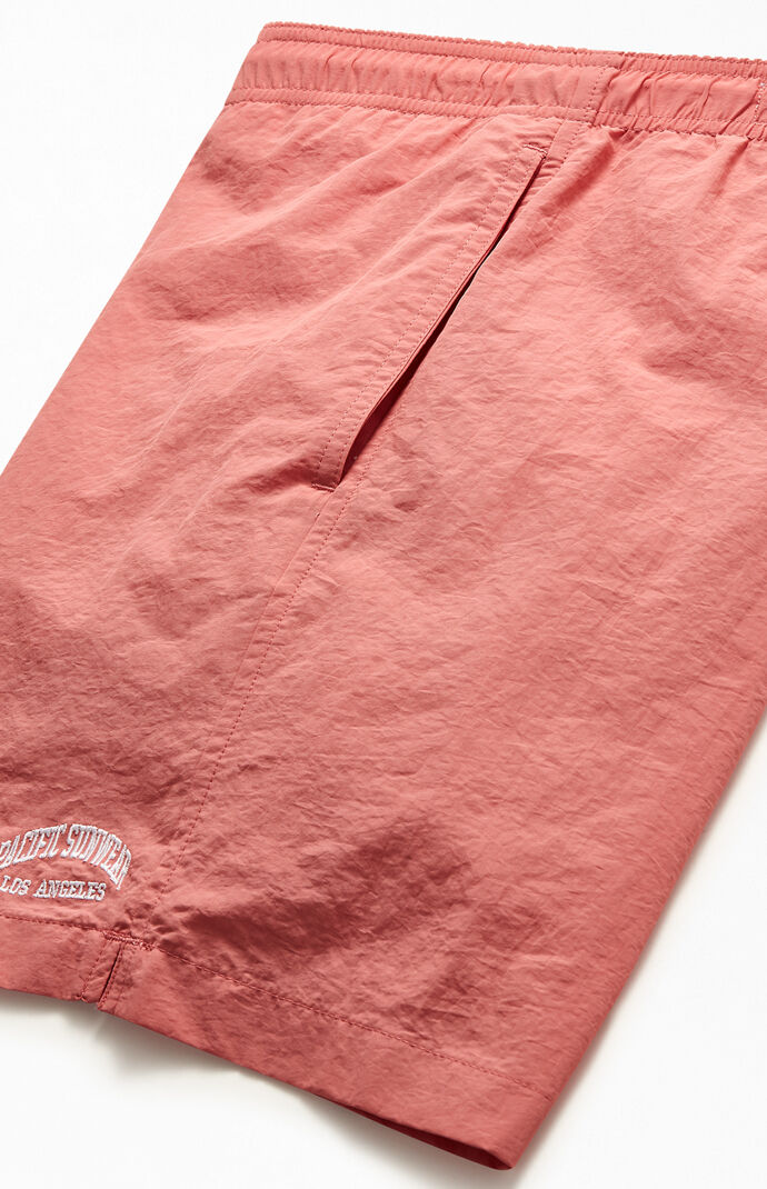 Embroidered Logo Solid 17" Swim Trunks