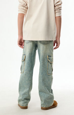 Baggy Jeans Frayed Cargo Medium Blue image number 4