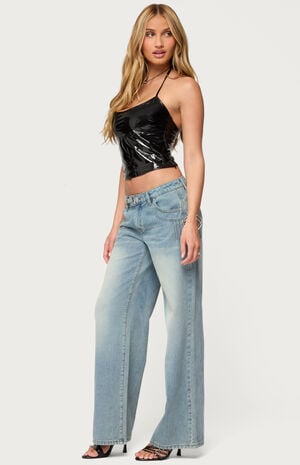 Celia Grommet Washed Low Rise Jeans image number 4