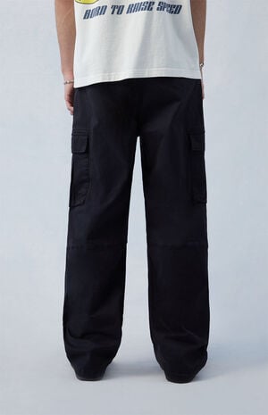 Stretch Canvas Black Baggy Cargo Pants image number 5