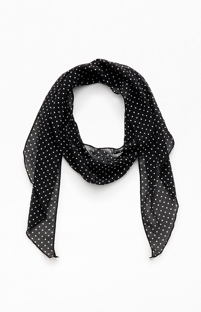 John Galt Black and White Polka Dot Scarf