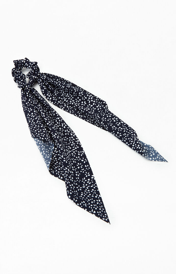 Dotted Floral Flowy Scrunchie