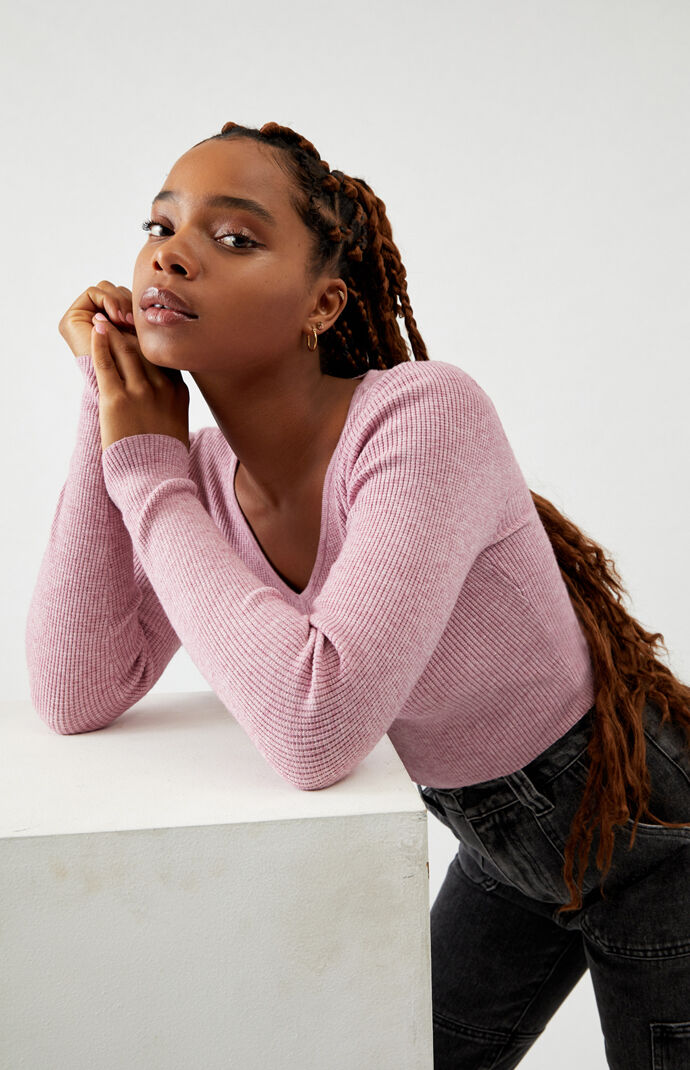 Waffle V-Neck Sweater