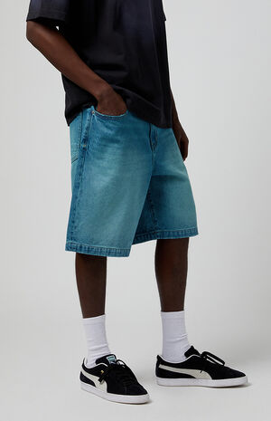 Blue Tinted Extreme Baggy Denim Shorts image number 4