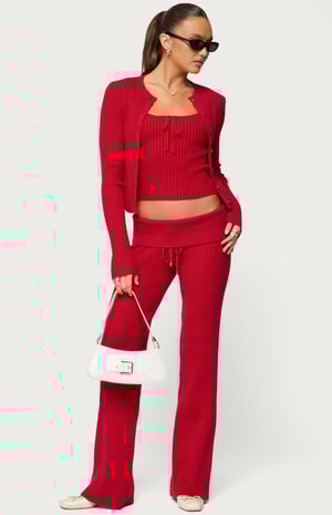 Adannah Tie Ribbed Knit Tank Top image number 5