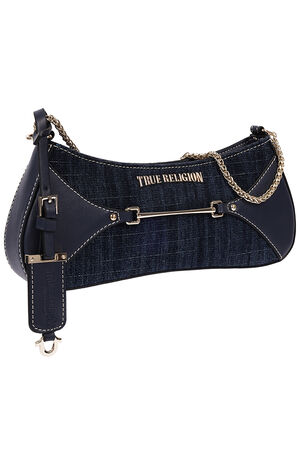 Top Zip Dark Denim Shoulder Bag image number 2