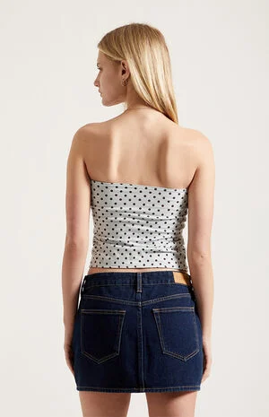 Bella Dark Blue Mid Rise Denim Mini Skirt image number 4