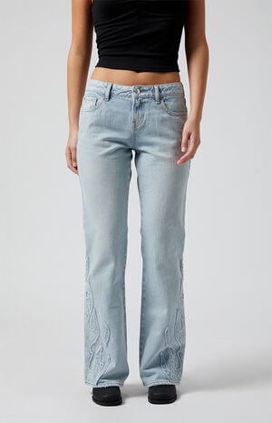Jade Flames Low Rise Bootcut Jeans Light Indigo