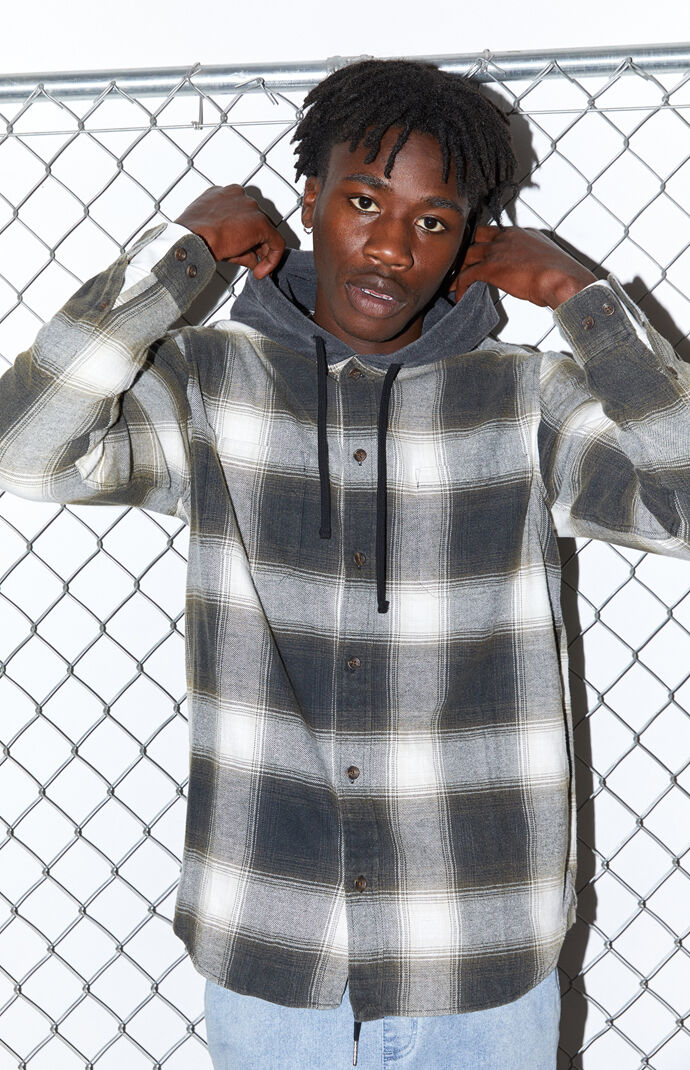 Hooded Plaid Flannel Shirt