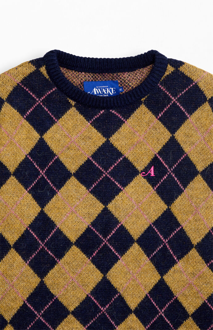 Awake NY Argyle Crew Neck Sweater