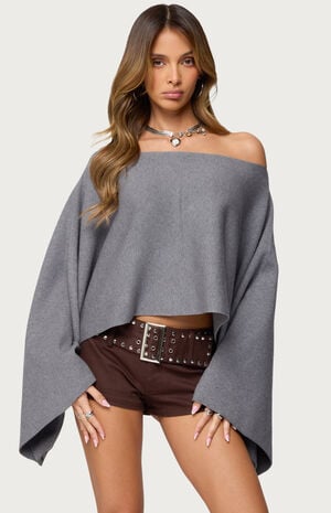 Sharla Off Shoulder Poncho Sweater image number 1