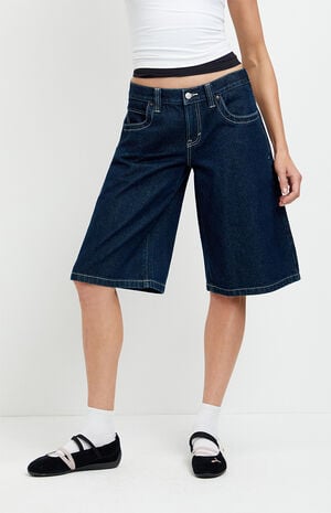 Peyton Extreme Jorts Contrast Stitch Dark Blue image number 2