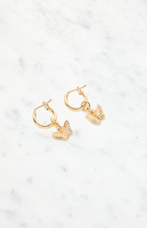 Gold Butterfly Earrings image number 2