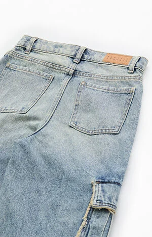 Baggy Jeans Frayed Cargo Medium Blue image number 3
