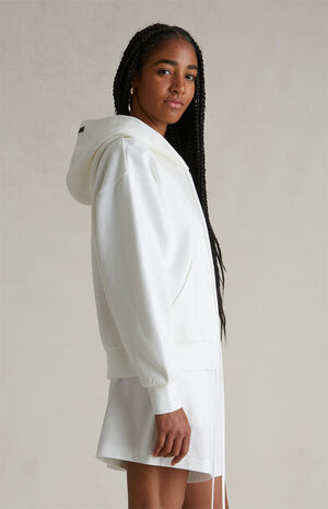 Women's Cloud White Classic Zip Up Hoodie image number 4