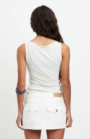 Piper Stretch White Jean Micro Mini Skirt image number 5