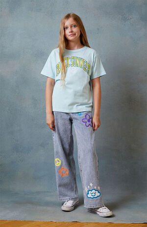 Graphic Medium Blue Baggy Jeans image number 2