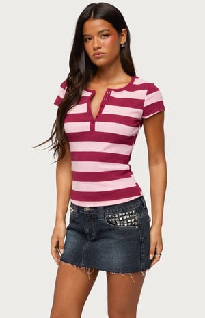 Rhianon Striped Henley Top image number 2