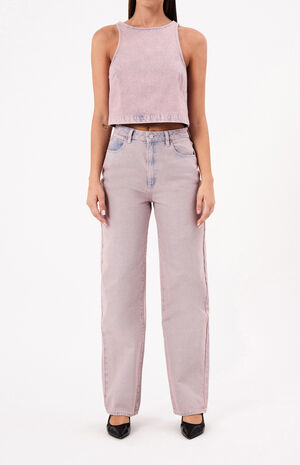 Dirty Pink Carrie High Waisted Baggy Jeans image number 1