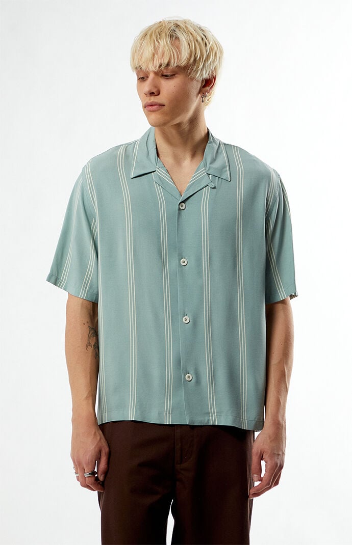 Pacsun Sage Striped Oversized Camp Shirt