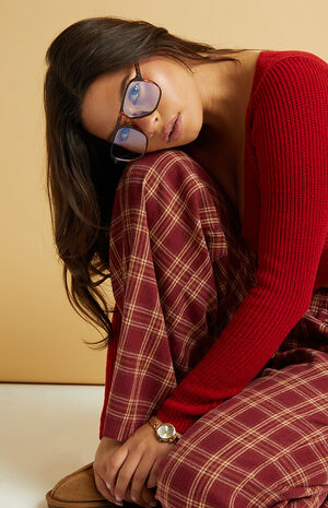 Blue Light Tortoiseshell Aviator Glasses image number 1