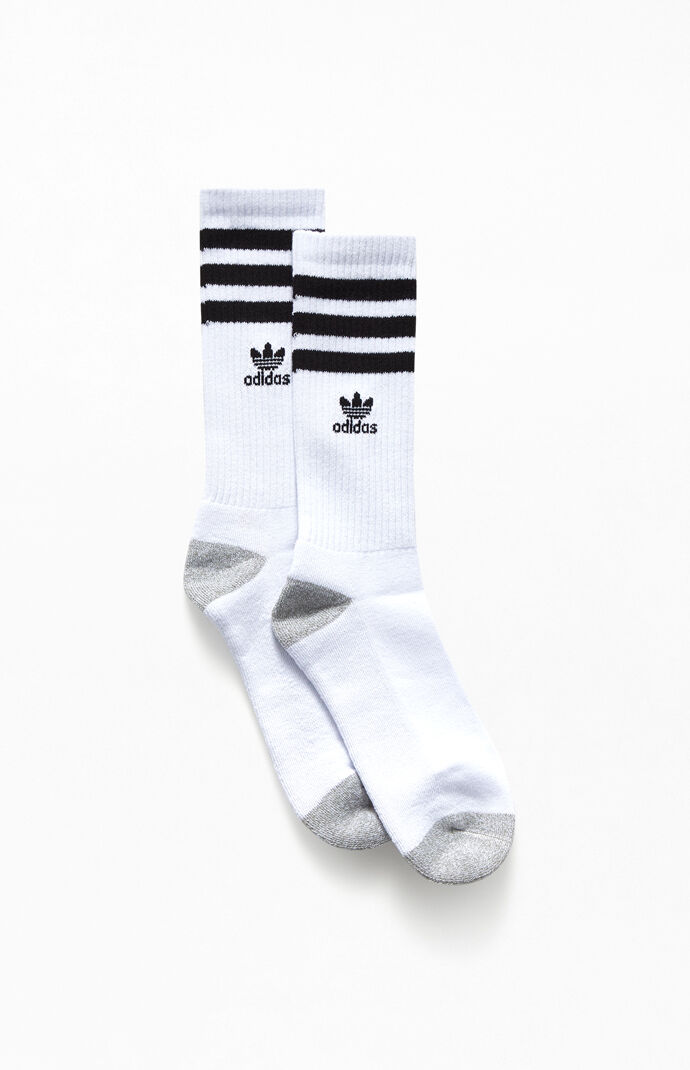 White & Black Recycled Roller Crew Socks
