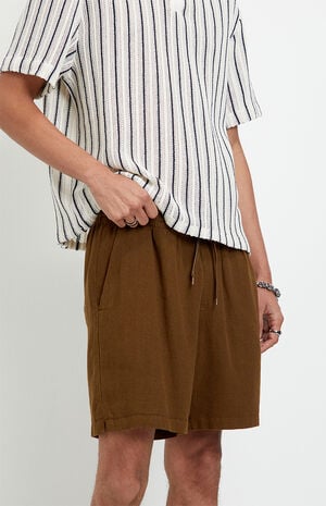 Brown&nbsp;Linen&nbsp;Shorts image number 5