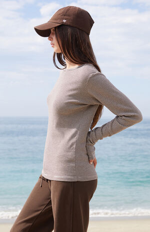 Brown Leah Striped Long Sleeve Top image number 2