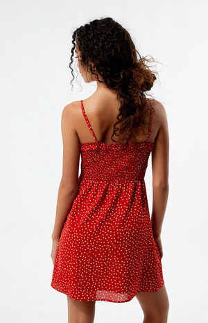 Ruffle Trim Polka Dot Mini Dress image number 4